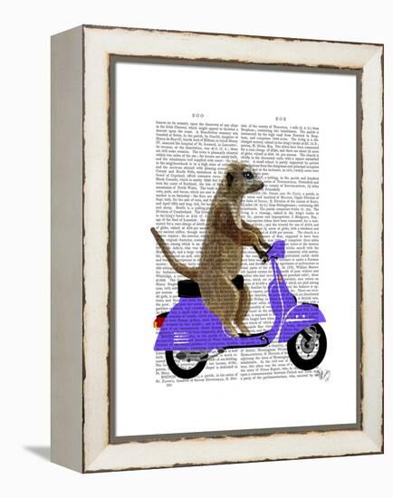 Meerkat on Lilac Moped-Fab Funky-Framed Stretched Canvas