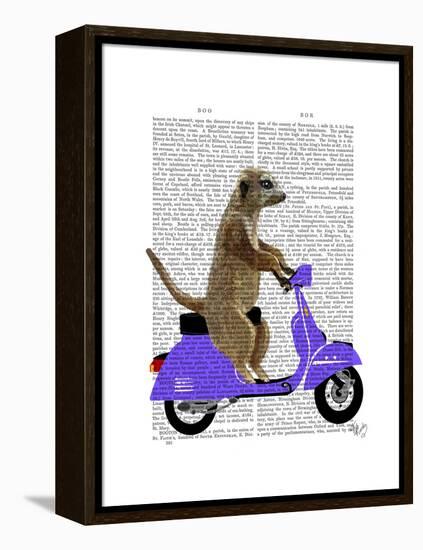 Meerkat on Lilac Moped-Fab Funky-Framed Stretched Canvas