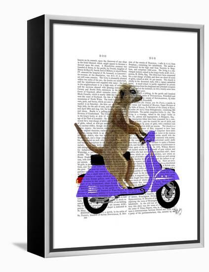 Meerkat on Lilac Moped-Fab Funky-Framed Stretched Canvas