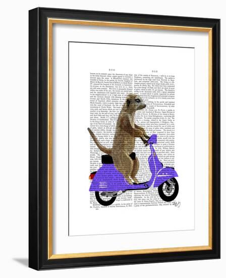 Meerkat on Lilac Moped-Fab Funky-Framed Premium Giclee Print