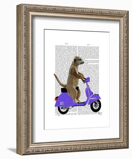 Meerkat on Lilac Moped-Fab Funky-Framed Art Print