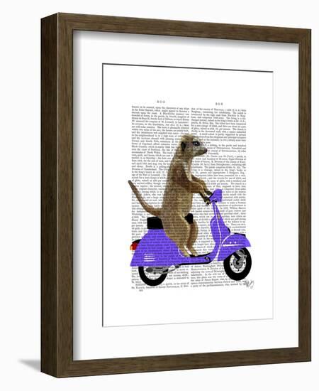 Meerkat on Lilac Moped-Fab Funky-Framed Art Print