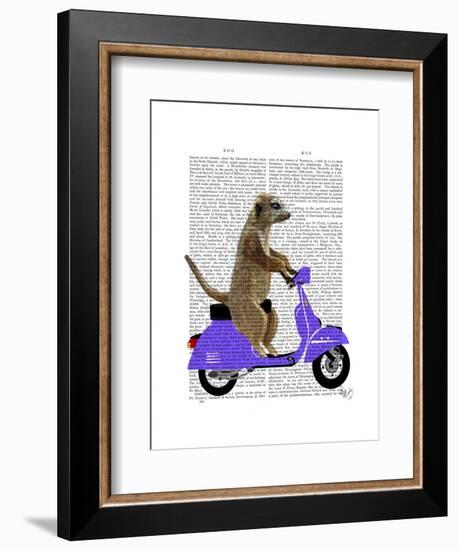 Meerkat on Lilac Moped-Fab Funky-Framed Art Print