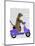Meerkat on Lilac Moped-Fab Funky-Mounted Art Print