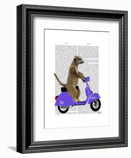 Meerkat on Lilac Moped-Fab Funky-Framed Art Print