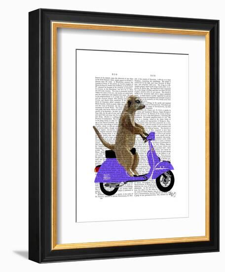 Meerkat on Lilac Moped-Fab Funky-Framed Art Print