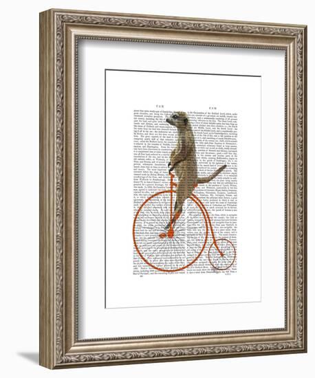 Meerkat on Orange Penny Farthing-Fab Funky-Framed Art Print