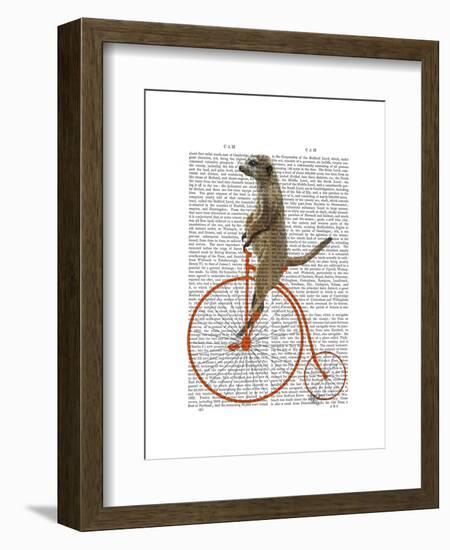 Meerkat on Orange Penny Farthing-Fab Funky-Framed Art Print