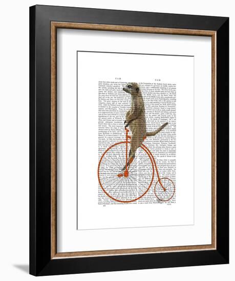 Meerkat on Orange Penny Farthing-Fab Funky-Framed Art Print