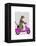 Meerkat on Pink Moped-Fab Funky-Framed Stretched Canvas