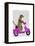 Meerkat on Pink Moped-Fab Funky-Framed Stretched Canvas