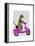 Meerkat on Pink Moped-Fab Funky-Framed Stretched Canvas