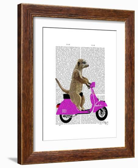 Meerkat on Pink Moped-Fab Funky-Framed Premium Giclee Print