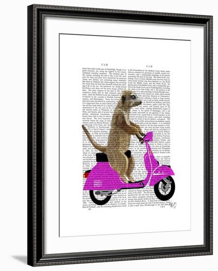 Meerkat on Pink Moped-Fab Funky-Framed Art Print