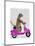 Meerkat on Pink Moped-Fab Funky-Mounted Art Print