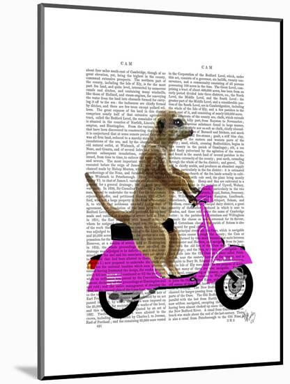 Meerkat on Pink Moped-Fab Funky-Mounted Art Print