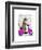 Meerkat on Pink Moped-Fab Funky-Framed Art Print