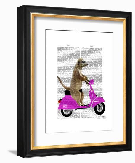 Meerkat on Pink Moped-Fab Funky-Framed Art Print