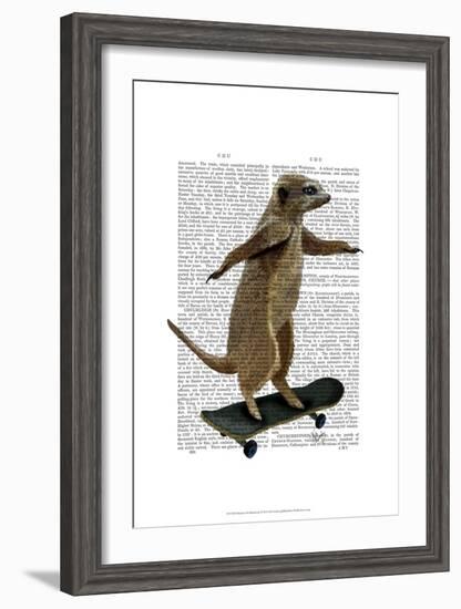 Meerkat On Skateboard-Fab Funky-Framed Art Print