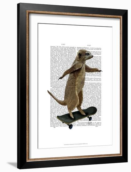 Meerkat On Skateboard-Fab Funky-Framed Art Print