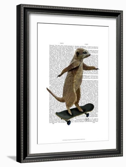 Meerkat On Skateboard-Fab Funky-Framed Art Print