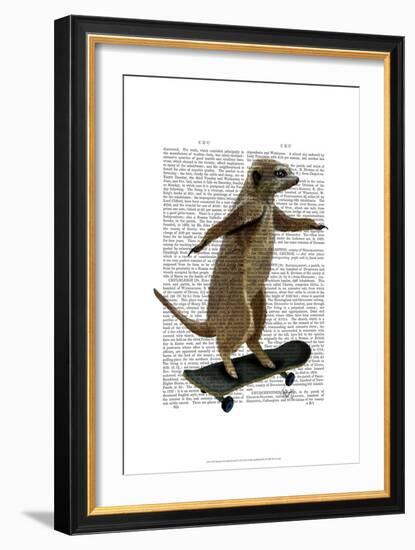 Meerkat On Skateboard-Fab Funky-Framed Art Print