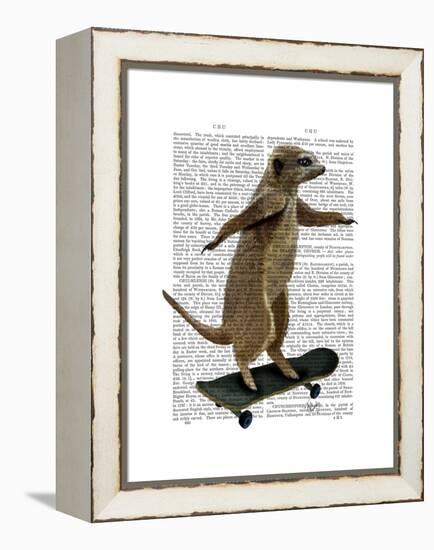 Meerkat on Skateboard-Fab Funky-Framed Stretched Canvas