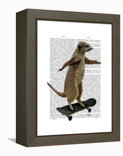 Meerkat on Skateboard-Fab Funky-Framed Stretched Canvas