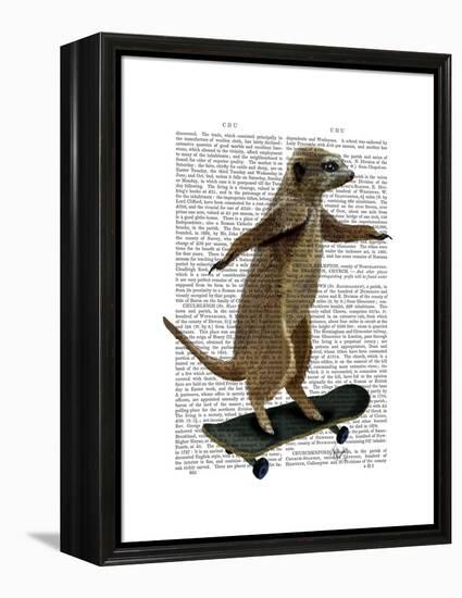 Meerkat on Skateboard-Fab Funky-Framed Stretched Canvas