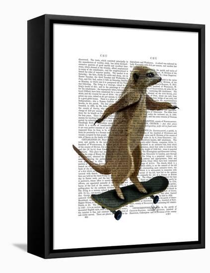 Meerkat on Skateboard-Fab Funky-Framed Stretched Canvas