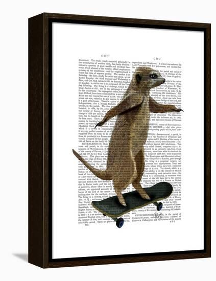 Meerkat on Skateboard-Fab Funky-Framed Stretched Canvas