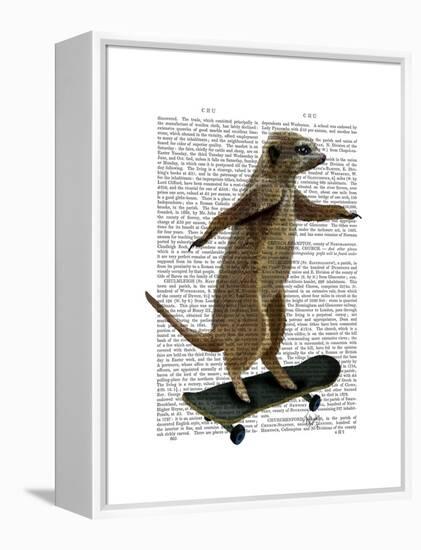 Meerkat on Skateboard-Fab Funky-Framed Stretched Canvas