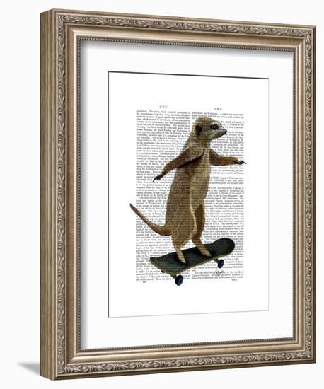 Meerkat on Skateboard-Fab Funky-Framed Art Print