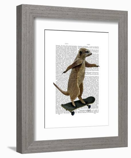 Meerkat on Skateboard-Fab Funky-Framed Art Print