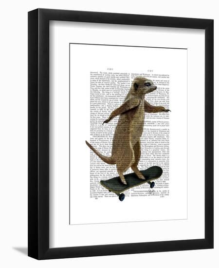 Meerkat on Skateboard-Fab Funky-Framed Art Print