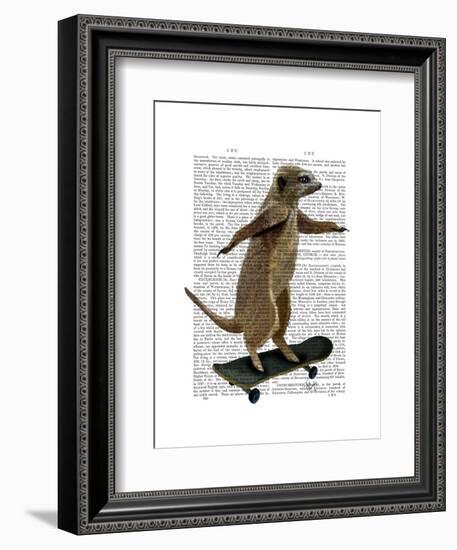 Meerkat on Skateboard-Fab Funky-Framed Art Print