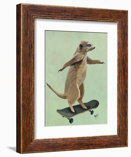 Meerkat on Skateboard-Fab Funky-Framed Premium Giclee Print