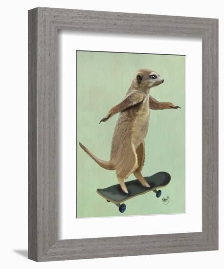 Meerkat on Skateboard-Fab Funky-Framed Art Print