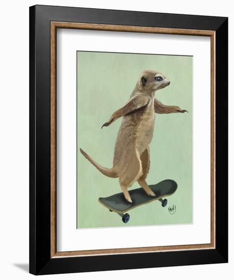 Meerkat on Skateboard-Fab Funky-Framed Art Print