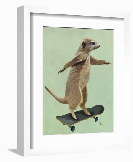 Meerkat on Skateboard-Fab Funky-Framed Art Print