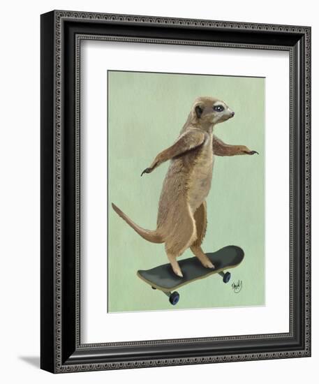 Meerkat on Skateboard-Fab Funky-Framed Art Print