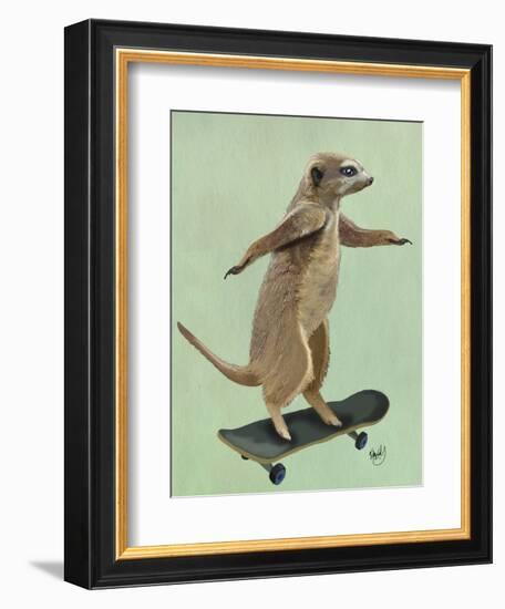 Meerkat on Skateboard-Fab Funky-Framed Art Print