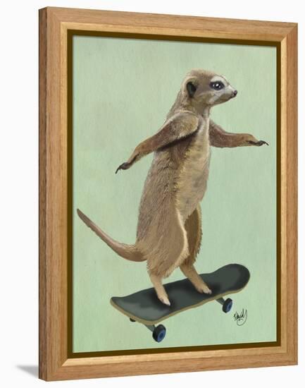 Meerkat on Skateboard-Fab Funky-Framed Stretched Canvas