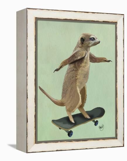 Meerkat on Skateboard-Fab Funky-Framed Stretched Canvas