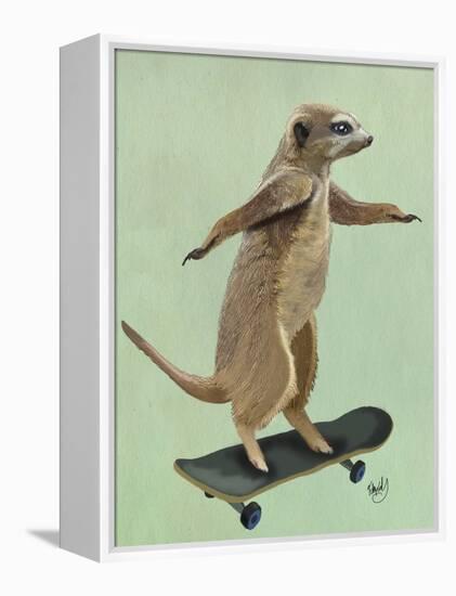 Meerkat on Skateboard-Fab Funky-Framed Stretched Canvas