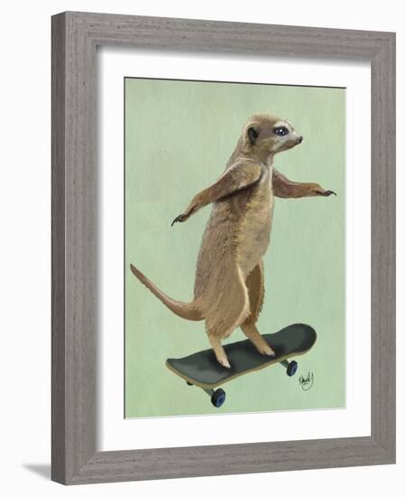 Meerkat on Skateboard-Fab Funky-Framed Art Print