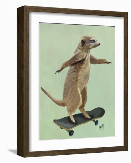 Meerkat on Skateboard-Fab Funky-Framed Art Print