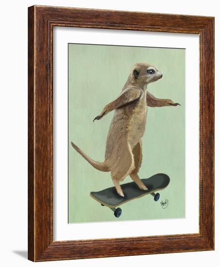 Meerkat on Skateboard-Fab Funky-Framed Art Print