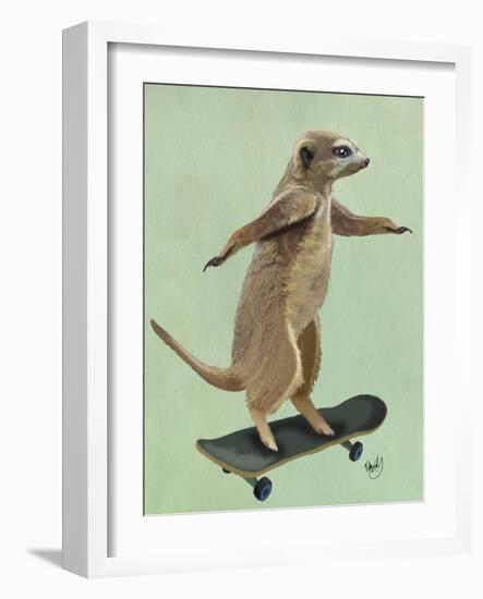 Meerkat on Skateboard-Fab Funky-Framed Art Print