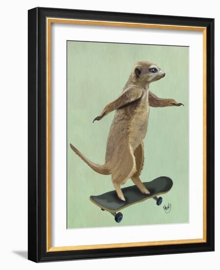 Meerkat on Skateboard-Fab Funky-Framed Art Print